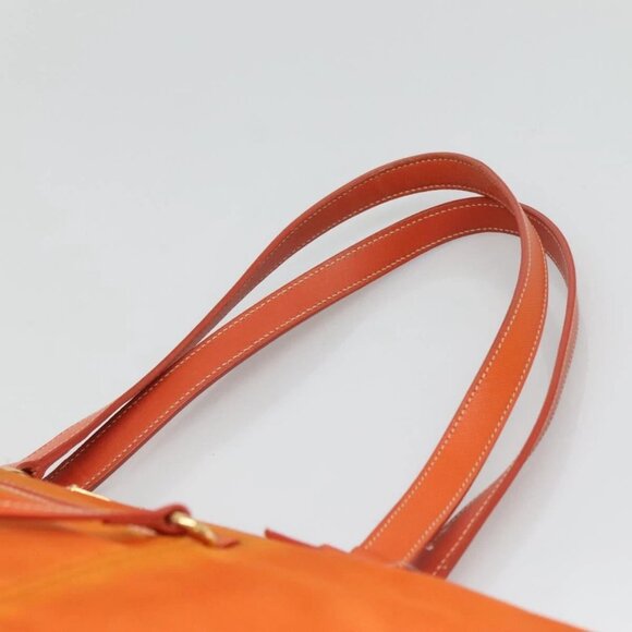 PRADA Tote Bag Nylon Orange Gold Auth ti3145 - Picture 8 of 16